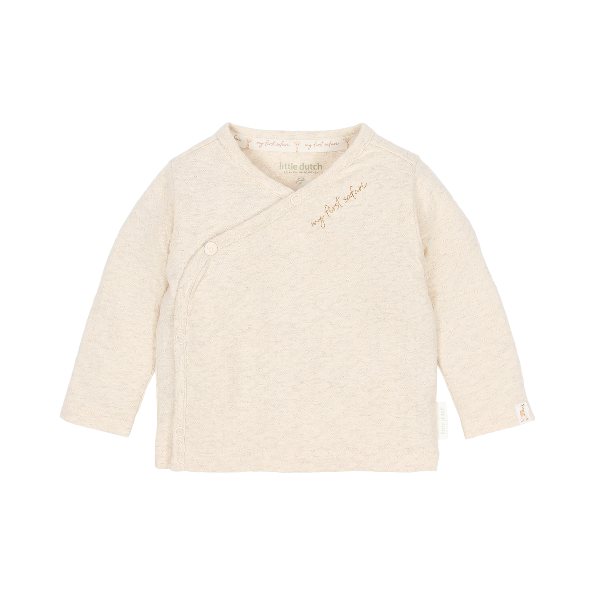 Little Dutch Baby Wickel-Langarmshirt Beige mit besticktem my first safari Schriftzug cl26091500 cl26091501 cl26091502 cl26091503 cl26091504 cl26091505

