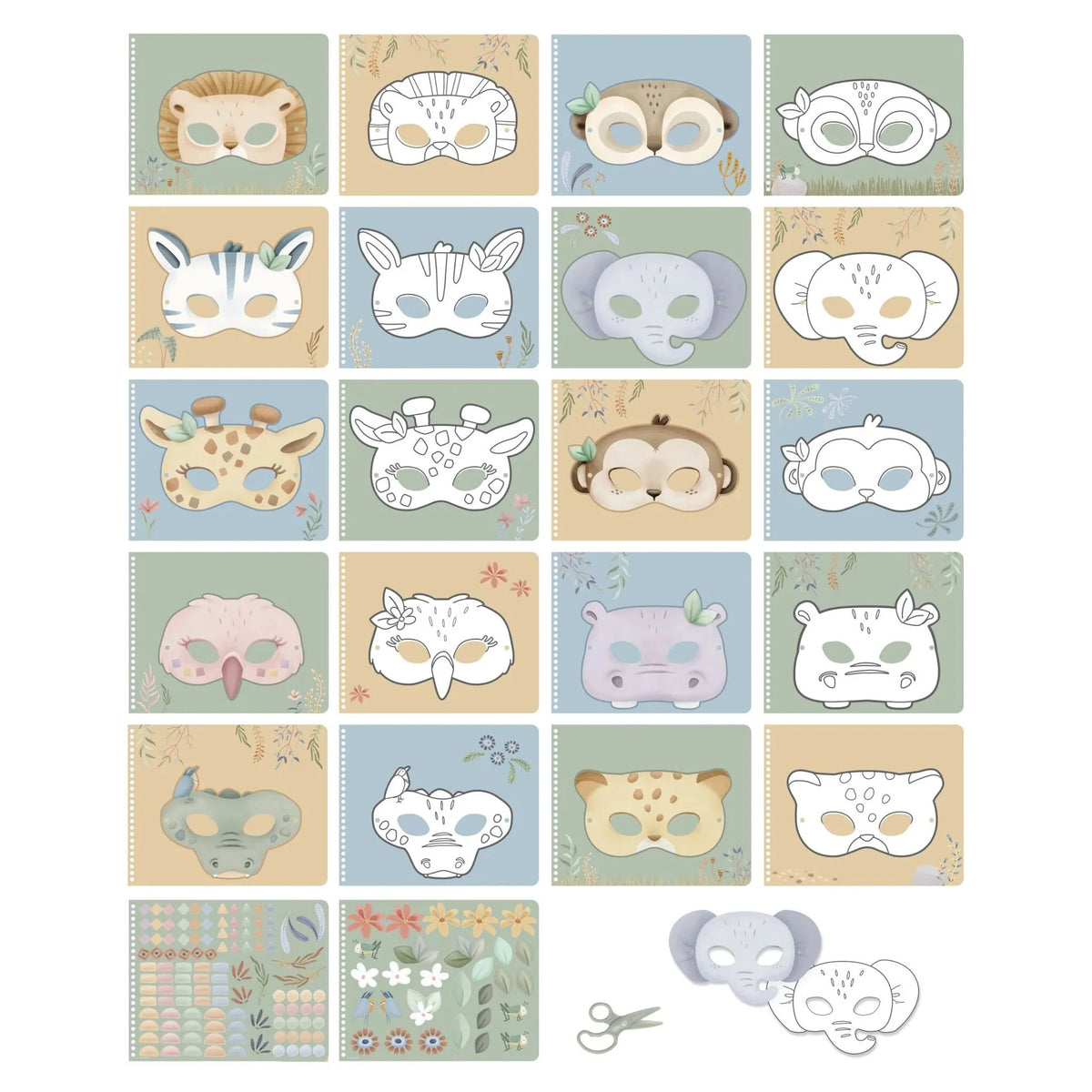 Little Dutch Bastelbuch Masken mit Schere Jim – Safari Friends Details zu den Masken