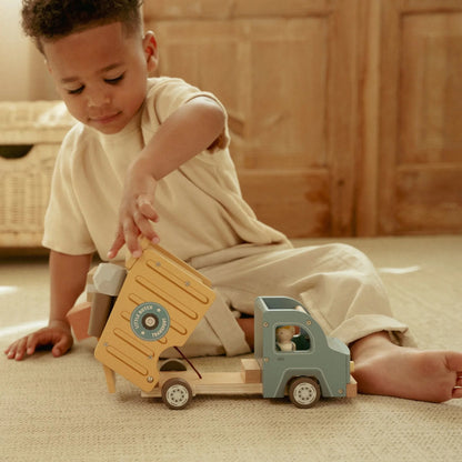 Little Dutch Holz-Kipplaster – Müllwagen mit Steckfiguren - LD2535
