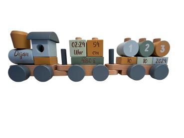 Little Dutch Holz Eisenbahn mit Steck-Formen Traktor Little Farm Detailansicht