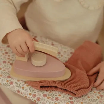 Bügelbrett rosa mit Bügeleisen Holz Little Dutch