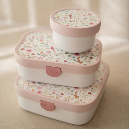 Little Dutch Lunchset Campus (Trinkflasche Pop-Up + Brotdose + Fruchtbox) - Fairy Wonders Mepal – Aufbau