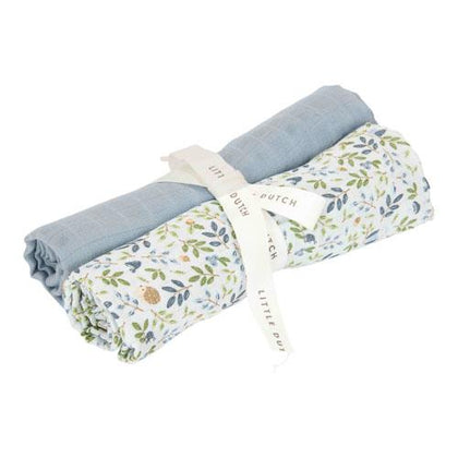 Little Dutch Musselintuch 2er-Set Forest Adventure & Denim Blue 70×70 cm