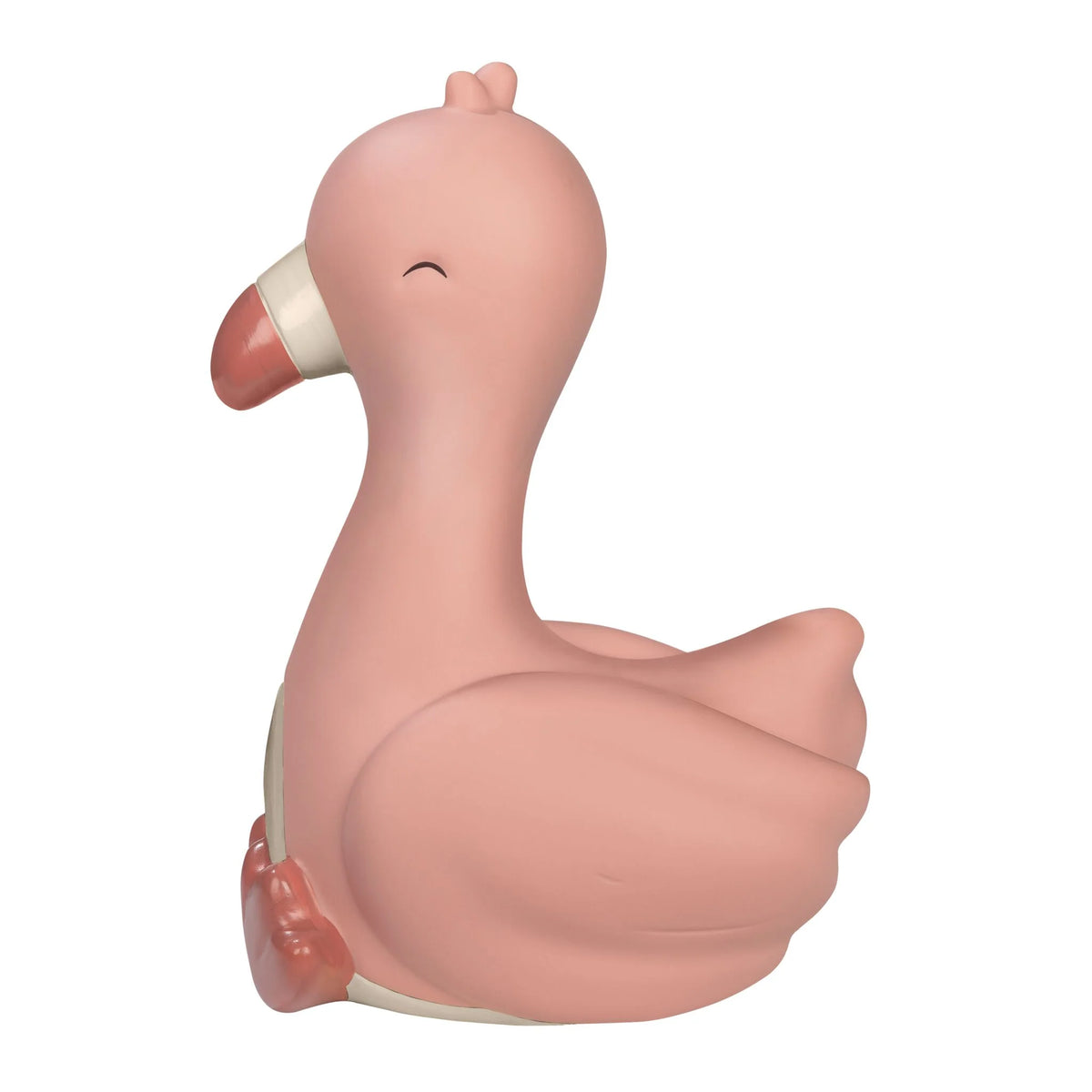 Seitenansicht des rosa Little Dutch Flamingo Nachtlichts mit weißem Bauch