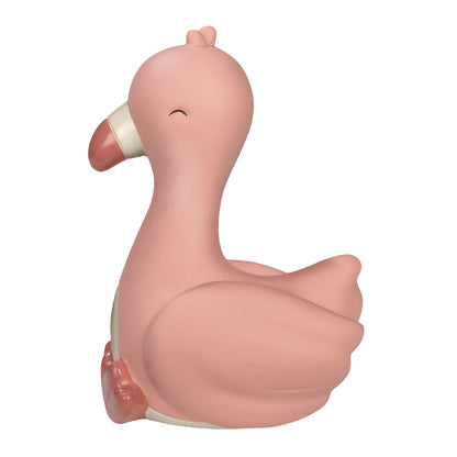 Seitenansicht des rosa Little Dutch Flamingo Nachtlichts mit weißem Bauch