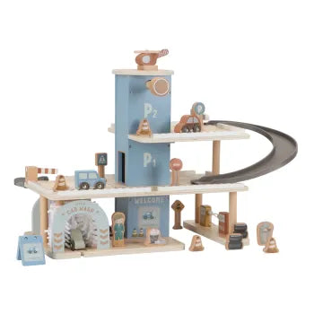 Little Dutch Parkhaus Holz  Blau – Spielzeug Parkgarage