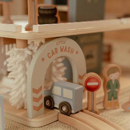 Little Dutch Parkhaus Holz  Blau – Spielzeug Parkgarage – Aufbau