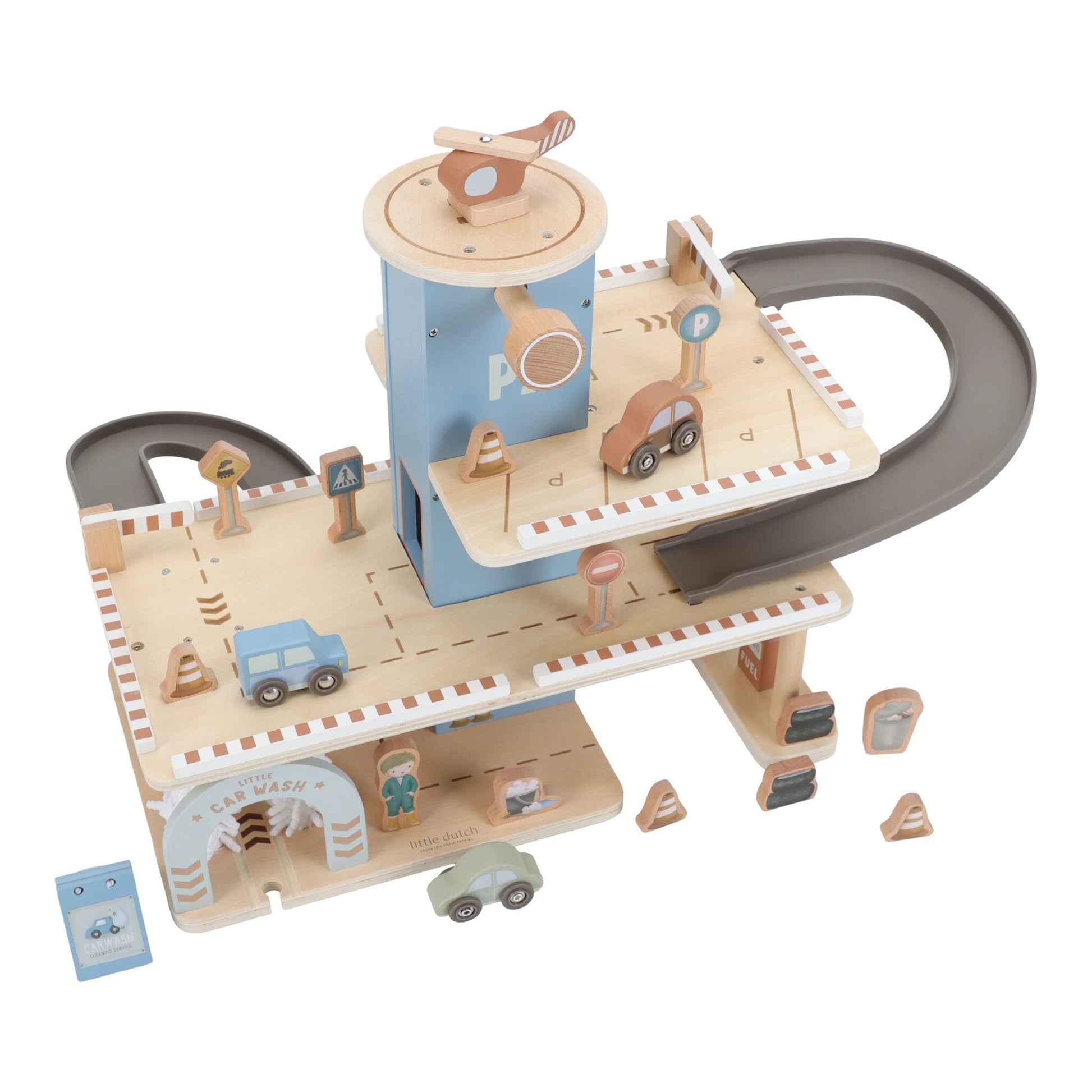 Little Dutch Parkhaus Holz  Blau – Spielzeug Parkgarage – Lifestyle
