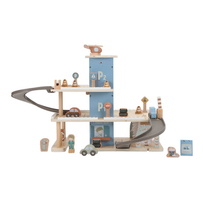 Little Dutch Parkhaus Holz  Blau – Spielzeug Parkgarage – Material