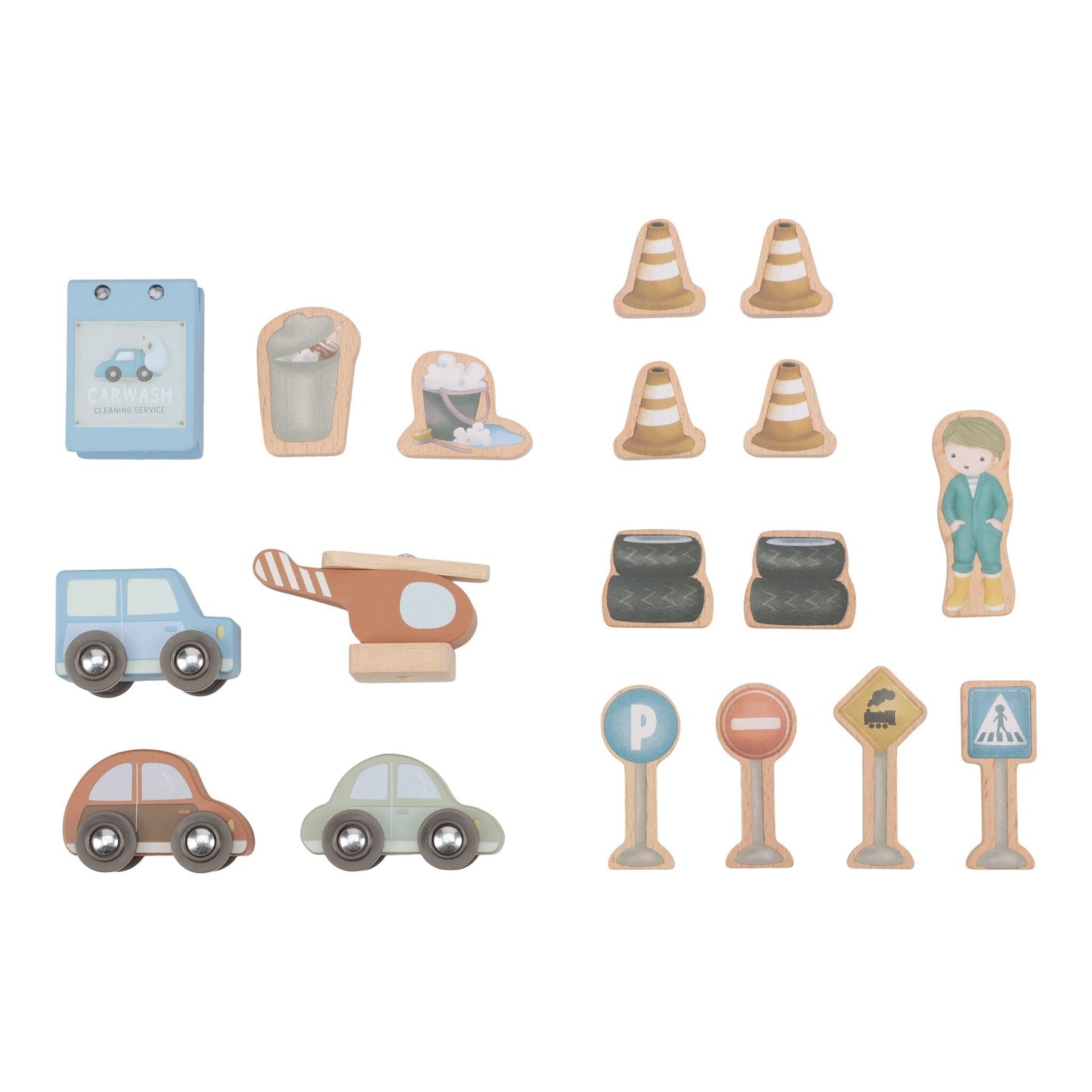 Little Dutch Parkhaus Holz  Blau – Spielzeug Parkgarage – Set