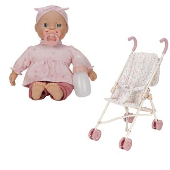 Puppe Buggy Set Lily und weisser Puppenbuggy -  Spiel Bundle Little Dutch