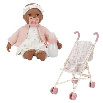Puppe Buggy Set Noa und weisser Puppenbuggy -  Spiel Bundle Little Dutch