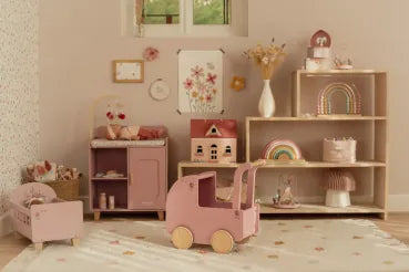 Little Dutch rosa Puppenwagen Holz mit Textilien