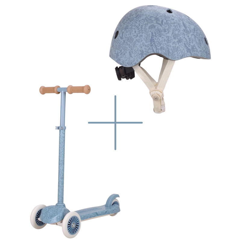Little Dutch Roller Blau Bundle Roller und Helm Safari Animals zusammen
