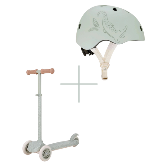 Little Dutch Roller Grün Bundle Roller und Helm Safari Botanical zusammen