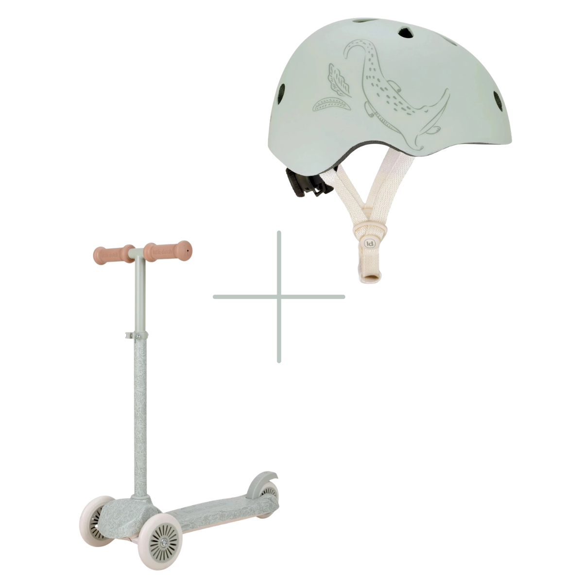 Little Dutch Roller Grün Bundle Roller und Helm Safari Botanical zusammen