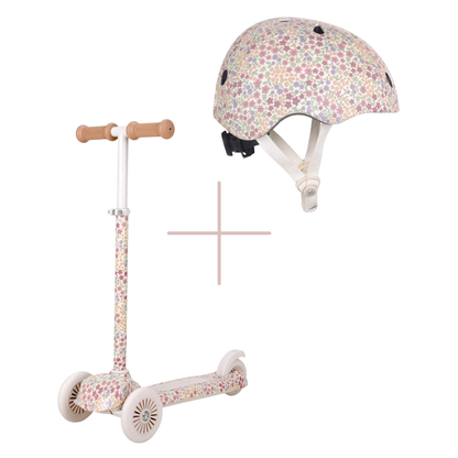 Little Dutch Roller Weiß Bundle Roller und Helm Sunny Flower zusammen