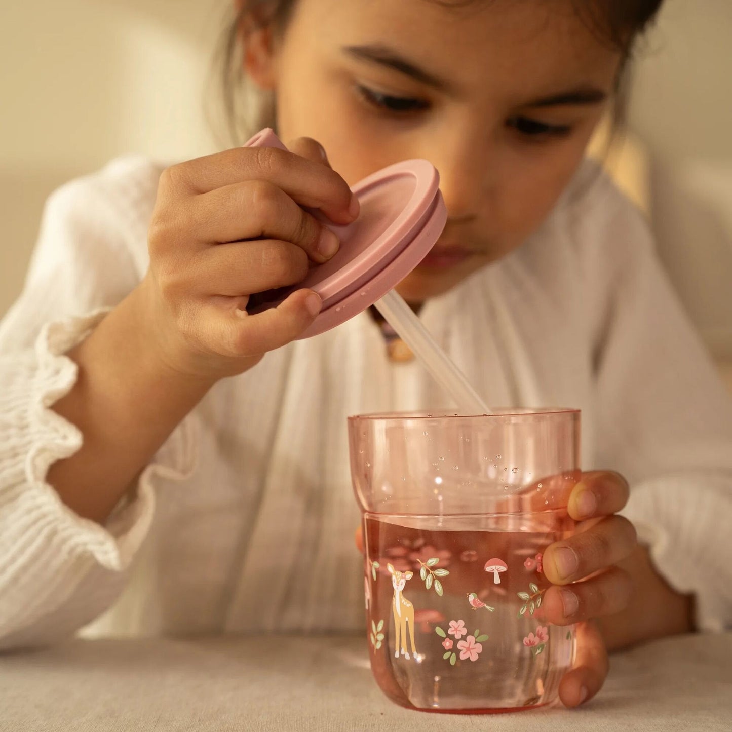 Little Dutch rosa Kinder Trinkglas 250 ml mit Strohhalm Mepal - Fairy Garden – Lifestyle