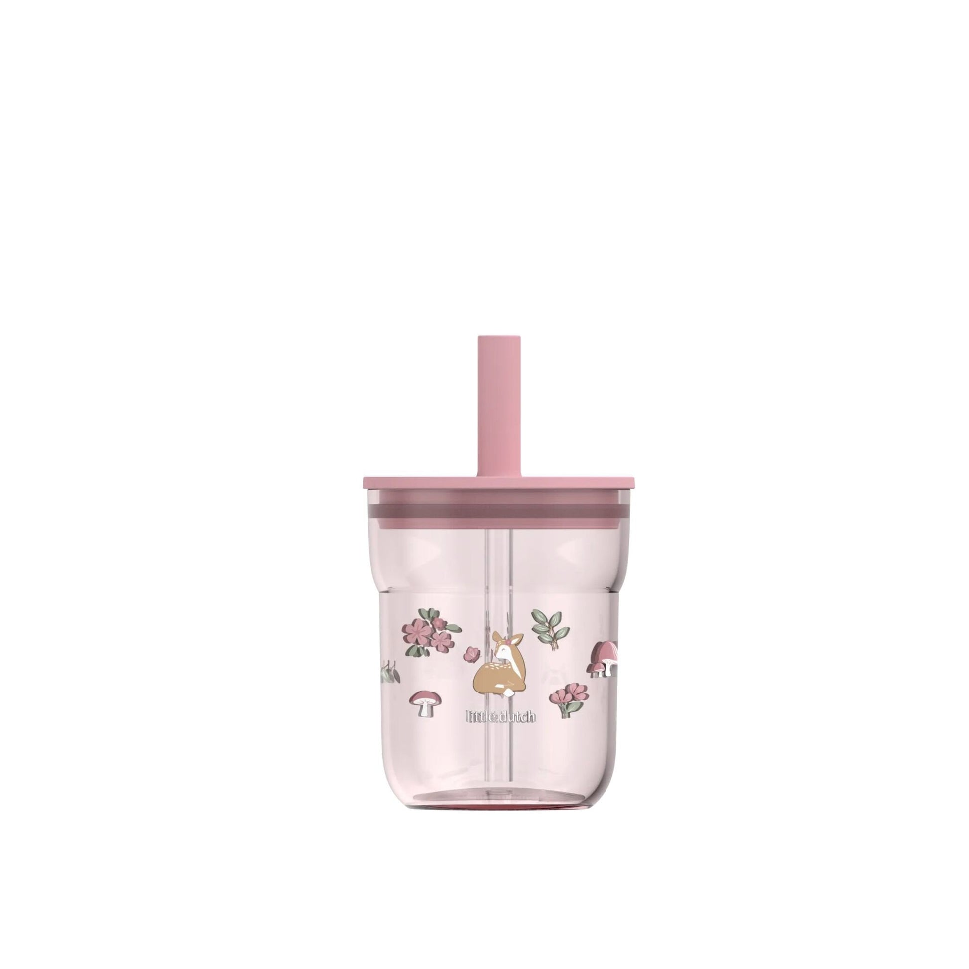 Little Dutch rosa Kinder Trinkglas 250 ml mit Strohhalm Mepal - Fairy Garden