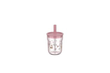 mepal rosa Kinder Trinkglas 250 ml mit Strohhalm Mepal