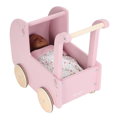 Little Dutch rosa Puppenwagen Holz mit Textilien – Material