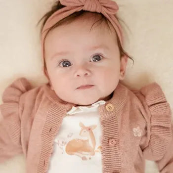 Little Dutch rosa Strickjacke Fairy Pink Rüschen - Baumwolle Bio Gr. 44 -74