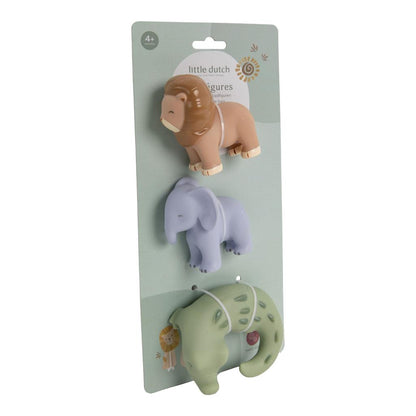 Little Dutch Badfiguren Safari Dieren: 3 weiche, schwimmende Tiere aus Kunststoff – Löwe, Elefant und Krokodil. Perfekt für fröhlichen Badespaß.