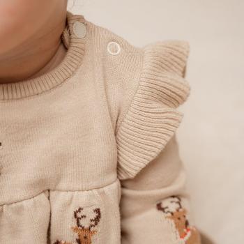 Little Dutch Gestricktes Weihnachtskleid lange Ärmel Rüschen Funktionen Detail