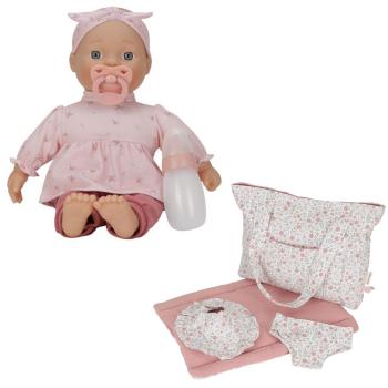 Baby-Puppe Lily + Puppenwickeltasche „Soft Flowers“ Bundle