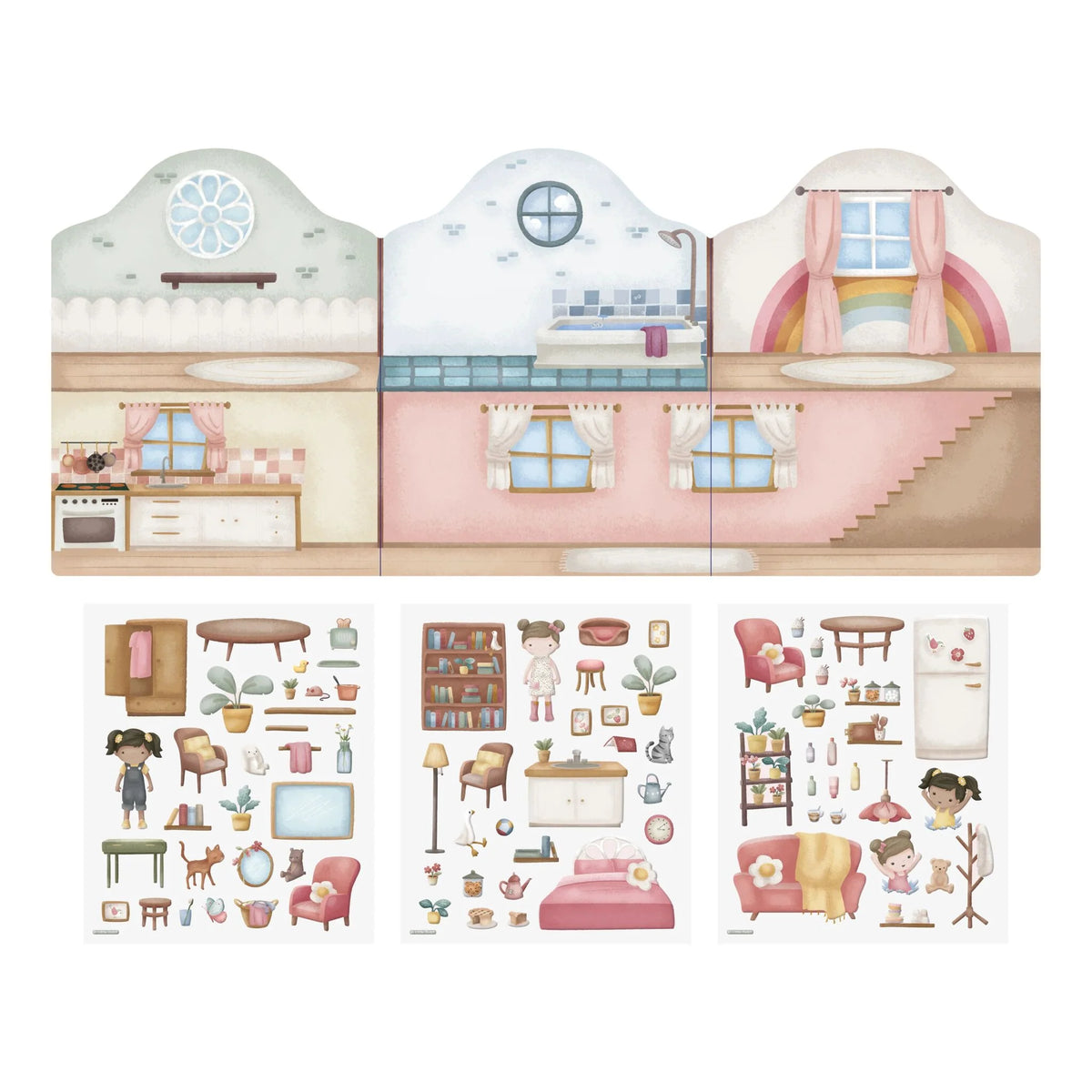 Rosa wiederverwendbare Sticker von Little Dutch mit bunten Motiven