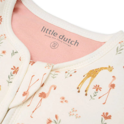 Little Dutch Schlafsack Winter Rosa Blooming Safari ausgebreitet mit Ärmeln, rosa Innenfutter am Kragen sichtbar