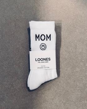 loones Happy Mom Socken mit Smiley weiss - onesize