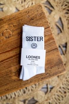 loones Sister Socken mit happy Smiley weiss - die Schwestersocken