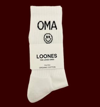 Loones Happy Oma Socken - Tennissocke mit Smiley