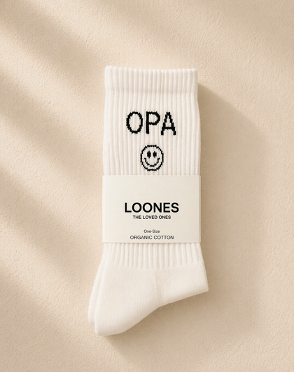 Loones Happy Opa Socken - Tennissocke mit Smiley