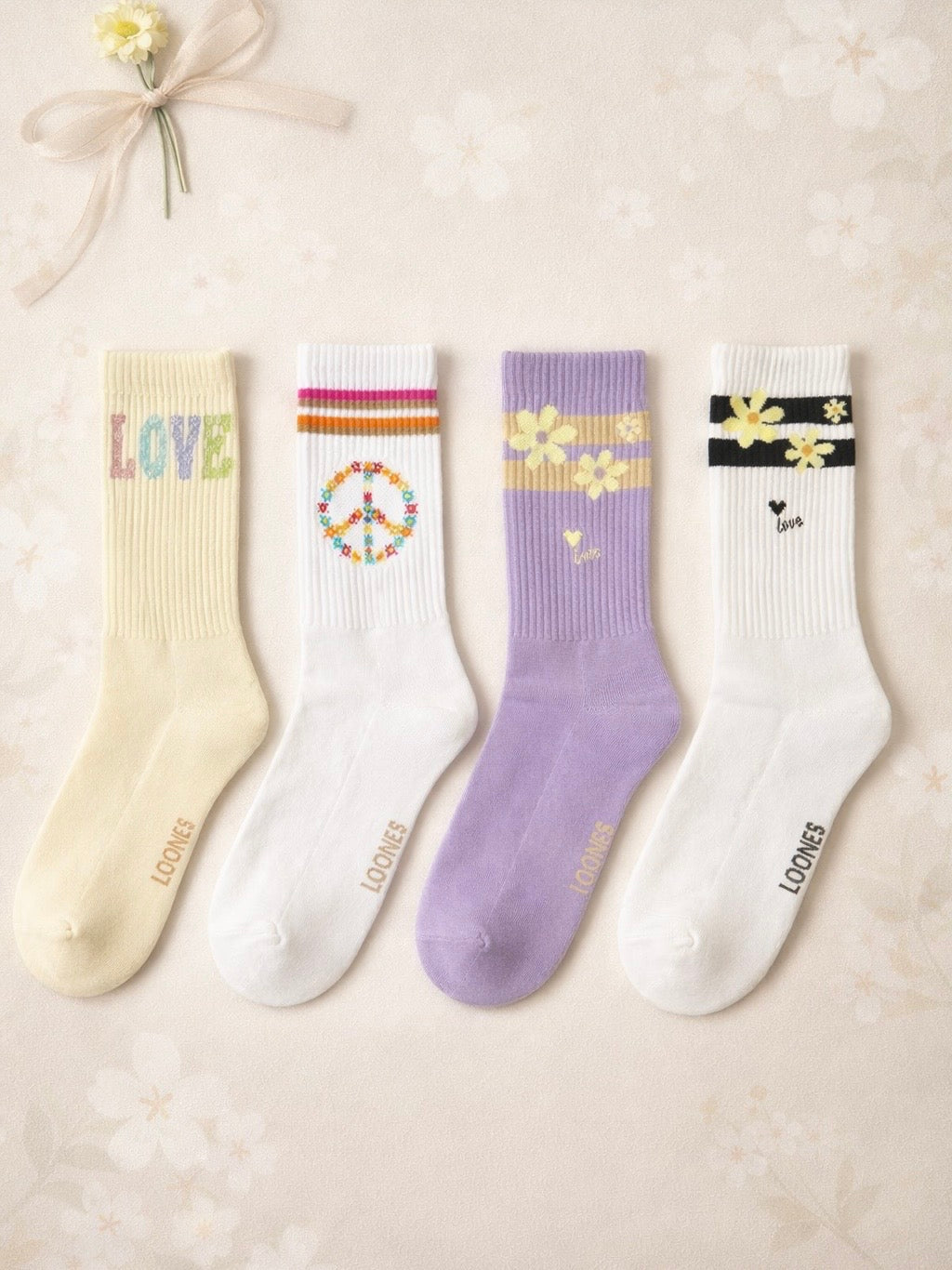 Loones We FLOWERS | 4er Set (1 Paar gratis) Studio Aufnahme