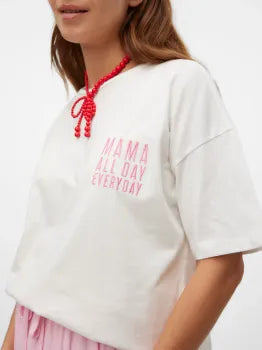 MAMALICIOUS Umstands-T-Shirt MAMA ALL DAY EVERYDAY weiss