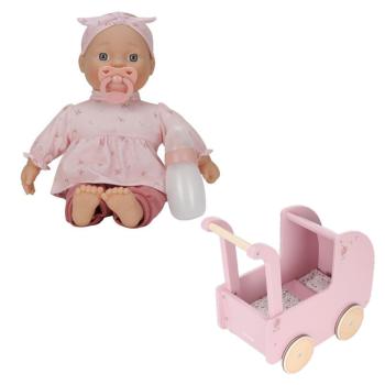 Puppenwagen Holz Puppe Lily Set - Spiel Bundle Little Dutch
